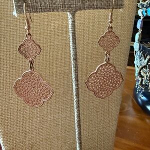 Park Lane Rose Gold Filigree Drop Earrings